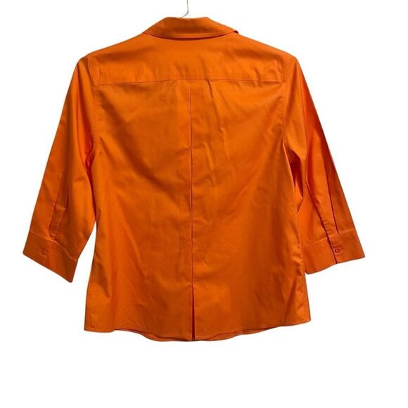 Chico's No Iron Orange Quarter Sleeve Button Down Shirt Size Small - Picture 5 of 8